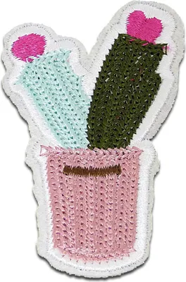 Produktbild von Pflanze Topf Kaktus - Aufnäher, Bügelbild, Aufbügler, Applikationen, Patches, Flicken, Zum Aufbügeln, Größe: 6,5 x 4,4 cm