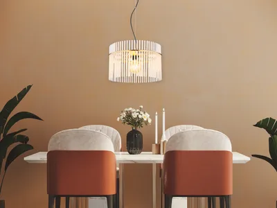 Produktbild von LED Retro Hängelampe für übern Esstisch, Lampenschirm Glas einflammig Gold Ø40cm