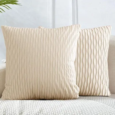 Produktbild von Ibenzoa® Samt-Kissenbezüge 2er‑Set Beige – weiche Kissenhüllen mit verdecktem Reißverschluss für Sofa, Bett und Wohnraum