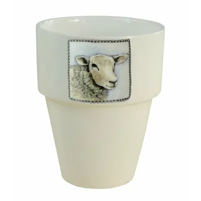 Produktbild von Milchbecher mit Schaf-Motiv, 300 ml Fassungsvermögen, aus Porzellan, spülmaschinengeeignet