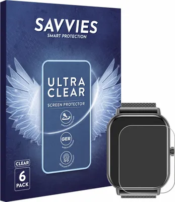 Produktbild von 6x Für Haulvean Smartwatch 1.85" Schutzfolie Savvies Displayschutz Display Schutz Folie Klar Transparent