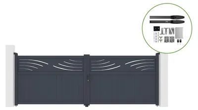 Produktbild von Flügeltor elektrisch 4m HALTI H.140cm + Drehtorantrieb HICKER B200