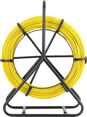 Produktbild von Glasfaser Kabel-Einziehband - Fischband / Kabeleinzieher - 100 m - 6 mm - Für Leerrohre und Kabelkanäle - Mit Trommelgestell