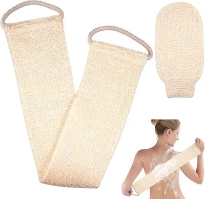 Obrázek produktu pro Masážní peelingový pás na celé tělo, masážní peelingové rukavice, unisex, béžové, pro relaxaci a sprchování.