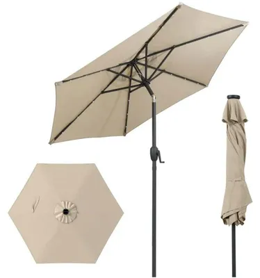 Obrázek produktu pro Zahradní slunečník s LED solárním osvětlením a klikou NP12190BE, 230 cm, béžový