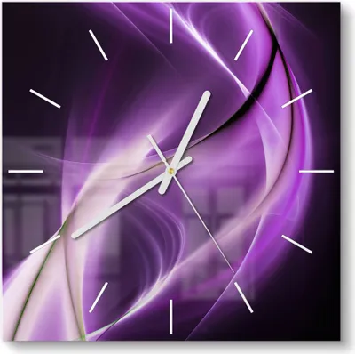 Produktbild von DEQORI Glasuhr 30x30 cm Modern 'Ultraviolettes Lichtspiel' Wanduhr Glas Uhr Design leise