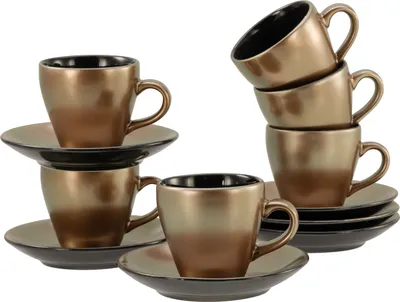 Produktbild von CreaTable, 24330, Golden Days Schwarz, Espressoset 12-tlg, Steinzeug
