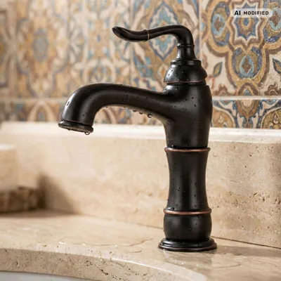 Produktbild von PaulGurkes Waschtischarmatur Retro Einhandmischer Schwarz-Kupfer Wasserhahn