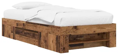 Image de vidaXL Sommier avec rangement en bois recyclé 80 x 200 cm, aggloméré