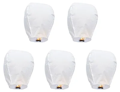 5er-Pack Chinesische Himmelslaternen, biologisch abbaubar, Weiß