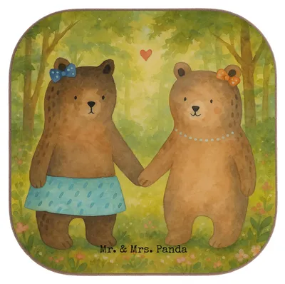 Produktbild von Mr. & Mrs. Panda Untersetzer für Gläser Bär Freundin Design - Weiß - Geschenk, Beste Freund Liebe Liebesbeweis Verliebt Kumpel Kumpeliene, gläseruntersetzer, Coaster