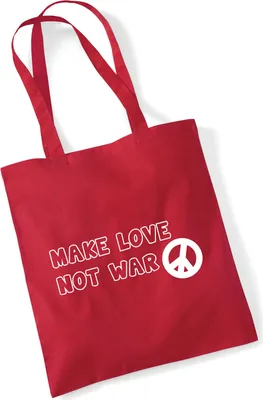 Produktbild von Huuraa Jutebeutel Make Love not War 10 Liter Classic Red Baumwolle Tasche Geschenkidee