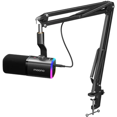 Productafbeelding van Dynamische Gamingmicrofoon met Boomarm, XLR/USB Podcast-microfoon met RGB Verlichting