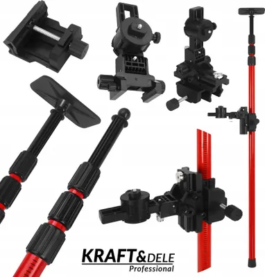 Zdjęcie produktu dla Tyczka Rozporowa do Poziomicy Laserowej 3m 1/4"" 360° -45° do 45° Kraft&dele