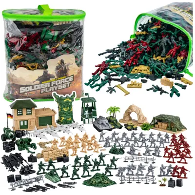 Image de Base militaire, figurines, soldats, véhicules : grand ensemble militaire de 300 pièces.