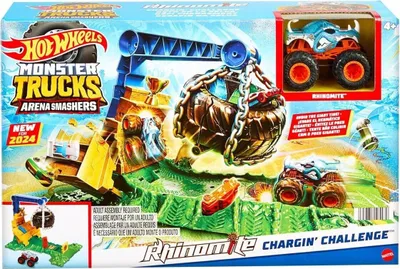 Produktbild von Mattel HTP18 - Hot Wheels - Monster Trucks - Arena Smashers - Spielset mit einem Fahrzeug, Chargin Challenge