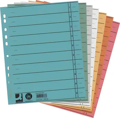 Produktbild von Trennblätter durchgefärbt - A4 Überbreite, (5 Farben) 100 Stück (5x20)