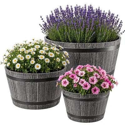 Obrázek produktu pro Sada květináčů KADAX Madeira, 30 cm + 40 cm + 50 cm, tmavě šedá barva