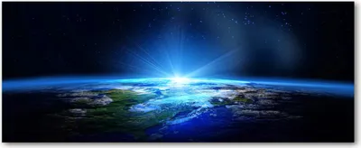 Produktbild von Tulup® Glas-Bild Wandbild aus Glas - 125x50 - Wandkunst - Wandbild hinter gehärtetem Sicherheitsglas - Dekorative Wand für Küche & Wohnzimmer  - Weltall & Science-Fiction - Planet Erde - Blau