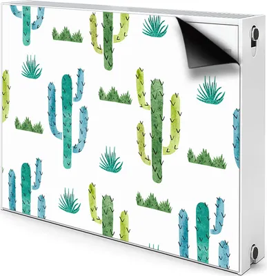 Produktbild von Magnet Radiator Magnet Mat Heizkörperverkleidung Heizkörper-Abdeckung Heizung 90x60 cm  - Gemalte, Kakteen