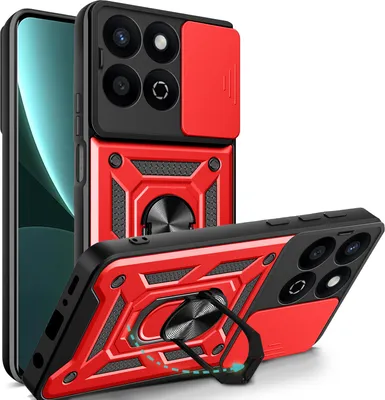 Produktbild von Outdoor Panzer Hülle für Honor 200 Smart Handyhülle mit Slide Kameraschutz Ringhalter in Rot