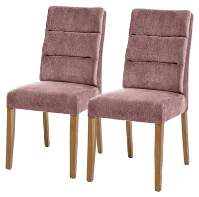 Produktbild von home24 Polsterstuhl - 2er-Set - Chenille / Eiche massiv