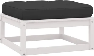 Immagine prodotto di Poggiapiedi da Giardino con Cuscini 2 pz Bianchi in Legno Pino