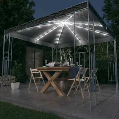 Image de The Living Store Pavillon avec guirlande lumineuse LED 300x300 cm Anthracite
