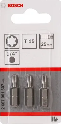 Produktbild von Schrauberbit Extra-Hart T15, 25 mm, 3er-Pack