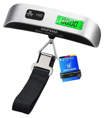 Immagine prodotto di Bilancia portatile per bagagli, fino a 50 kg, con display LCD e funzione tara
