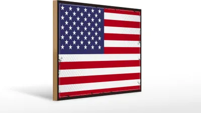 Produktbild von Dřevěná cedule vlajka USA 40x30cm Retro States