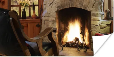Produktbild von MuchoWow® Poster Brennendes Feuer in einem Kamin 160x80 cm - Foto Poster