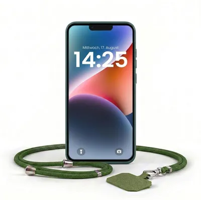 Produktbild von Handyhülle für Apple iPhone 14 mit Handykette Band Kordel Hülle Case Schutzhülle Grün