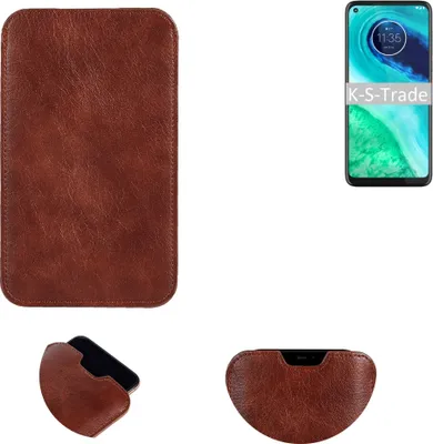 Produktbild von K-S-Trade Schutzhülle Handyhülle kompatibel mit Motorola G8 Handytasche Kunstleder Sleeve in braun