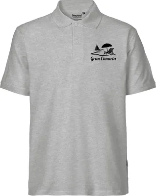 Produktbild von Huuraa Herren Polo Shirt Gran Canaria Inselmotiv Spanien XXL Sport Grey Bio Baumwolle Fairtrade Poloshirt Geschenkidee
