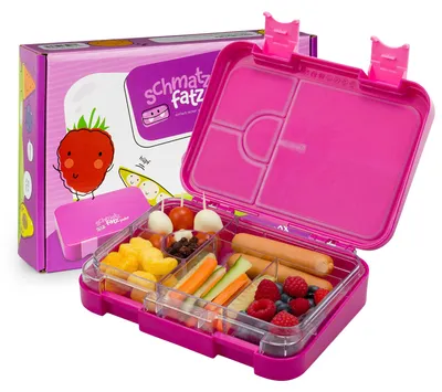 Produktbild von Schmatzfatz Junior Brotdose für Kinder mit Fächern, Bunte Kinder Brotdose, Bento Brotdose Unterteilt & Auslaufsicher, BPA-Freie Lunchbox für Kindergarten/Kita, Kinder Bento Box, Sichere Vesperdose