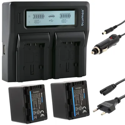 Produktbild von 2x Akku + Lader für Panasonic VW-VBT380 HC-V550 VXF999 SDR-T76 4040 mAh