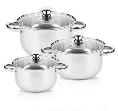 Obrázok produktu pre Edénykészlet Rosberg R51210O6, 6 részes, 3-5 L, Üvegfedél, Inox