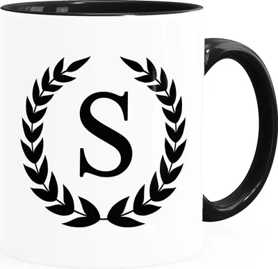 Produktbild von Personalisierte Kaffee-Tasse mit Initiale Monogramm Buchstabe persönliche Geschenke SpecialMe® Inner-Schwarz Keramik-Tasse