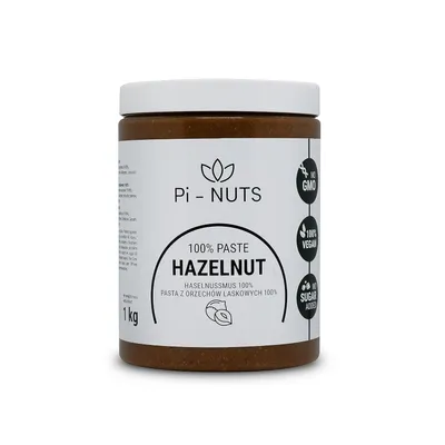 Produktbild von Pi-nuts Haselnussmus 100% - ohne Zusatzstoffe, Konservierungsmittel - ‎Haselnusscreme aus gerösteten und geschälten Haselnüssen - Zum Backen 1 kg