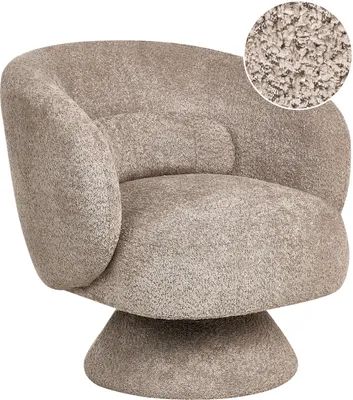 Produktbild von BELIANI Sessel Beige Bouclé Drehbar ohne Armlehnen Retro-Stil Wohnzimmer Schlafzimmer Ausstattung Drehsessel Polstersessel