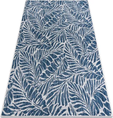 Produktbild von Teppich SISAL SION Blätter 22151 flach gewebt ecru / dunkelblau  Blau 160x220 cm