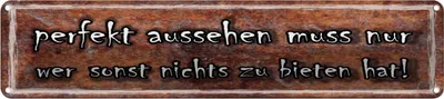 Produktbild von vianmo Blechschild 10x46 cm perfekt aussehen muss nur wer Spruch Zitat
