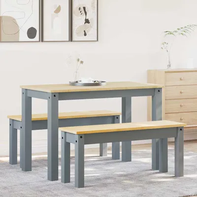 Produktbild von 3-tlg. Essgruppe Panama Grau Massivholz Kiefer - Esszimmer