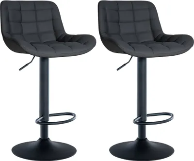 Produktbild von CLP 2er Set Barhocker Tover 360° drehbar und in der Höhe verstellbar schwarz Material Kunstleder