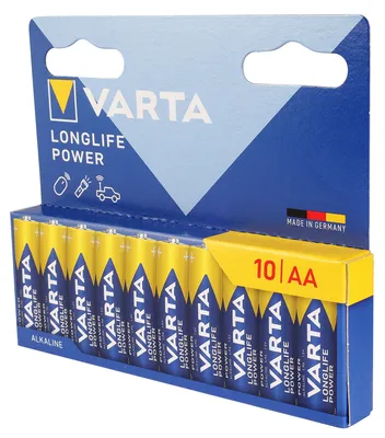 Produktbild von Varta LONGLIFE Power AA, Einwegbatterie, AA, Alkali, 1,5 V, 10 Stück(e), 143,6 mm