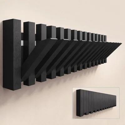 Produktbild von doporro Garderobenhaken Kleiderhaken Wand mit 14 Haken für Jacken, Garderobenleiste für Flur und Garderobe Wandgarderobe aus Holz, Matt Schwarz Twigro-01