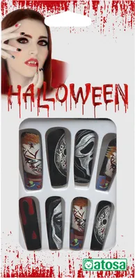 Imagen del producto de Uñas de Halloween de Atosa, 12 unidades, multicolores, para niños, talla única