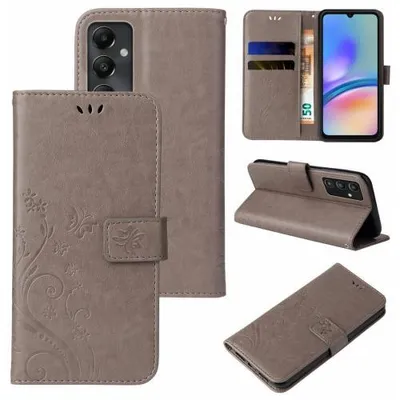 Produktbild von Kunstleder Flip-Hülle Floral für Samsung Galaxy A Serie - Farbe: Grau - Modellkompatibilität: Für Samsung Galaxy A05s