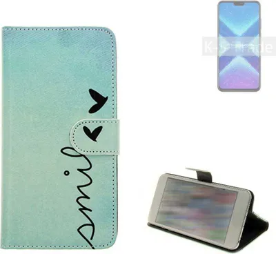 Produktbild von K-S-Trade Schutz Hülle Handy Hülle kompatibel mit Huawei Honor 9x Lite Hülle Handyhülle cover bookstyle Etui Handyhülle ''smile'' türkis